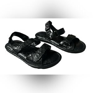 By Far Ladies Kraft Gideon Croc-Embossed Leather Sandals Black 39